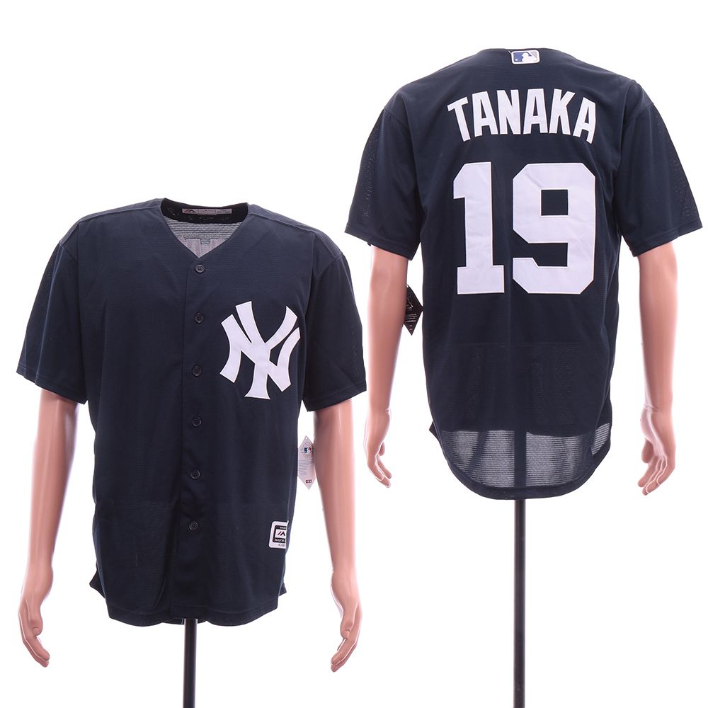 Men New York Yankees #19 Tanaka Blue Elite MLB Jerseys->new york yankees->MLB Jersey